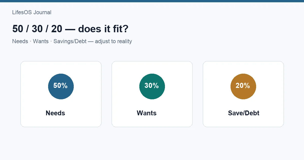 50 30 20 budget split across needs wants and savings