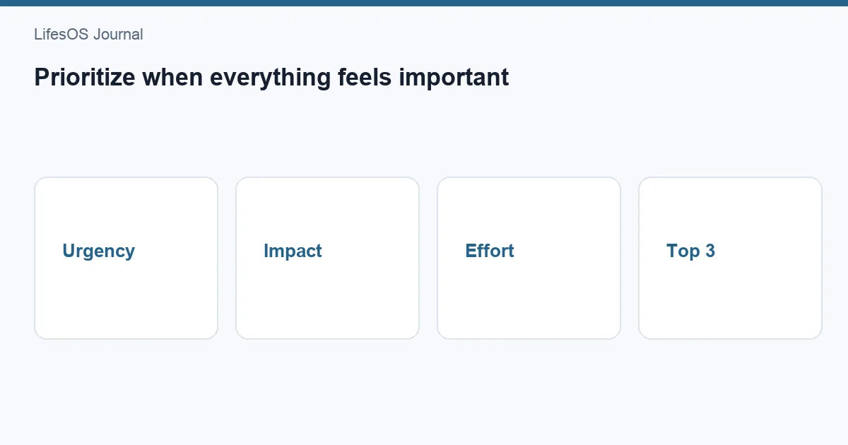 Task prioritization framework using urgency, impact, and effort